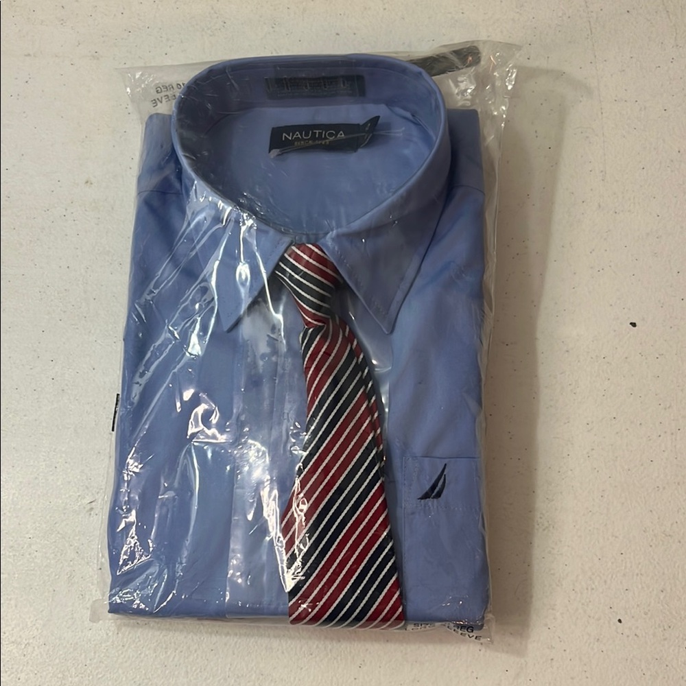 Nautica Boys Blue LS Shirt with Tie